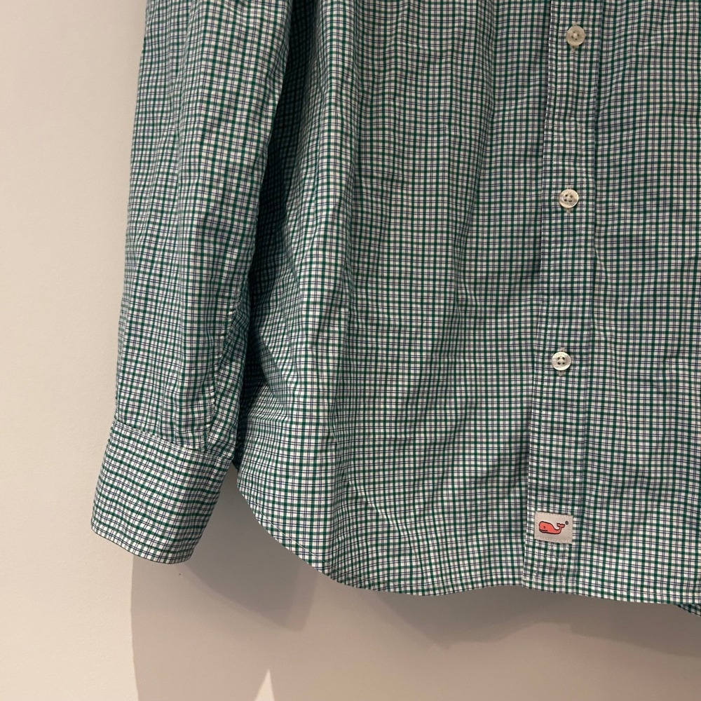 Vineyard Vines Classic Fit Murray Shirt Green Gingham Cotton Button Down Mens XL - Picture 4 of 6